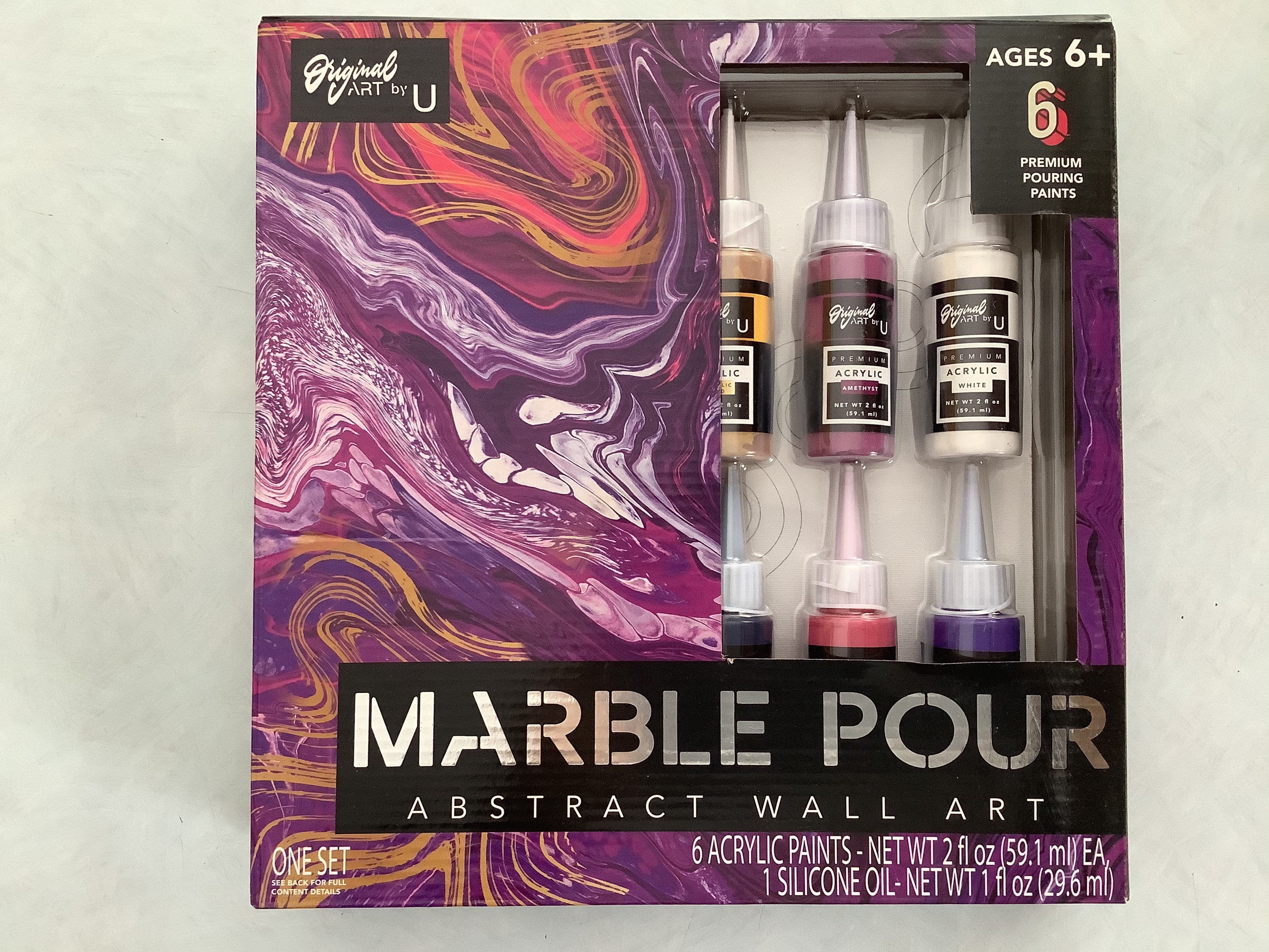 Marble Pour Abstract Wall Art Acrylic Paint Kit purple pink Etsy