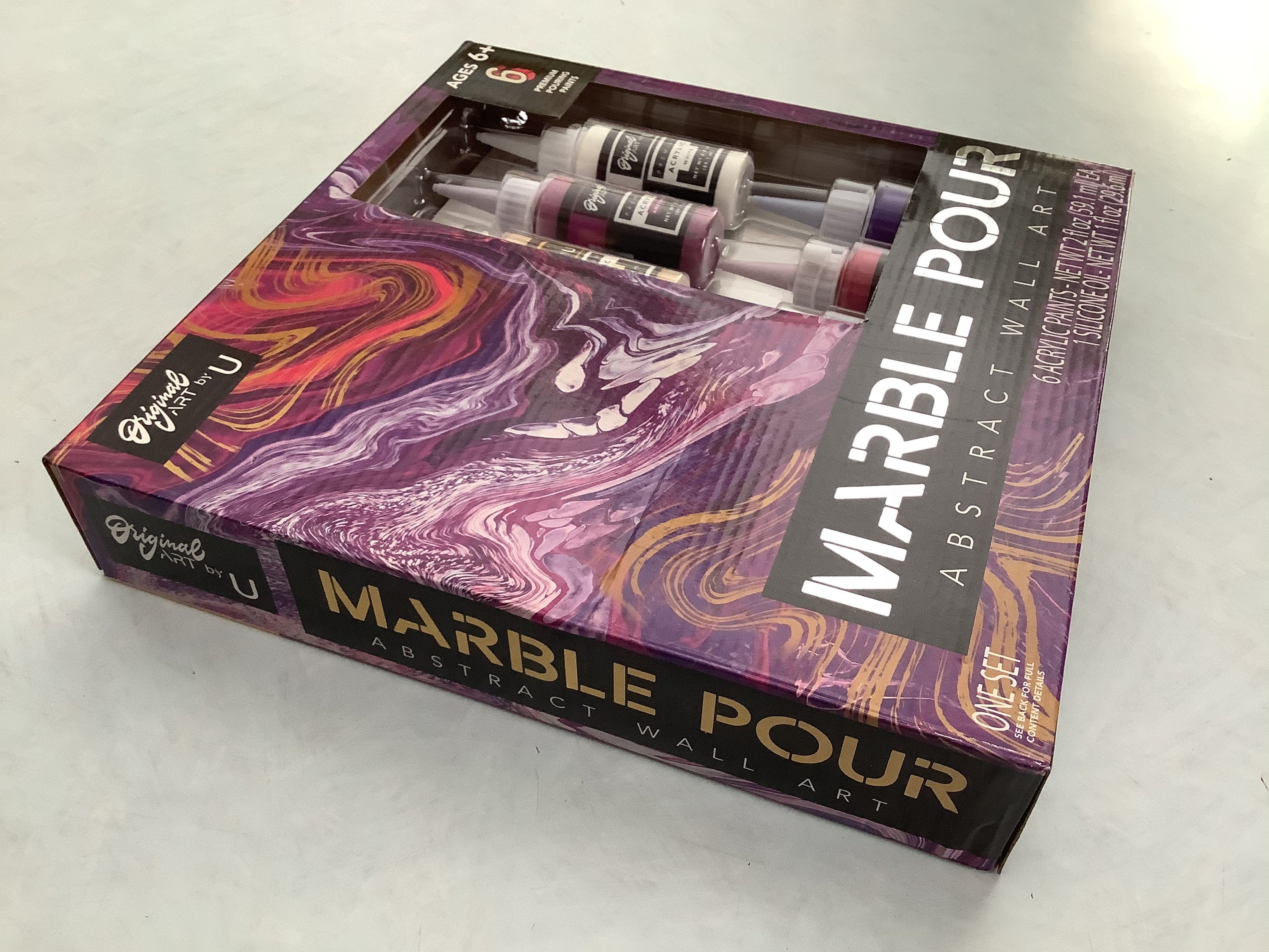 Marble Pour Abstract Wall Art Acrylic Paint Kit purple pink Etsy