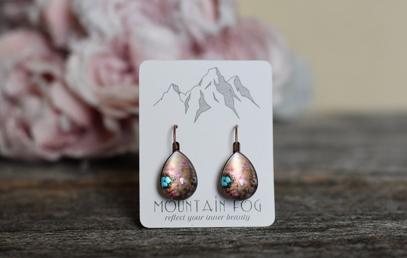 Nest teardrop glass earrings 13x18mm