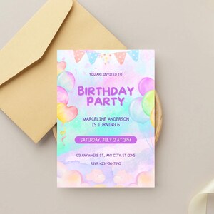 Editable Digital Birthday Party Invitation Bday evite Party Invite Printable Digital Download