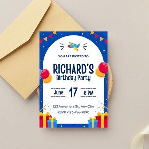Editable Digital Birthday Party Invitation Bday evite Party Invite Printable Digital Download