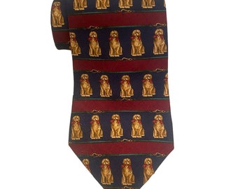 Tommy Hilfiger | Cravate vintage pour chien de race Retriever à rayures de 56 po. 100 % soie
