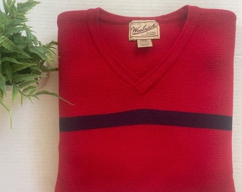 Woolrich Mens Vintage Cotton Knit V-neck Sweater  Jumper Size Large BT162