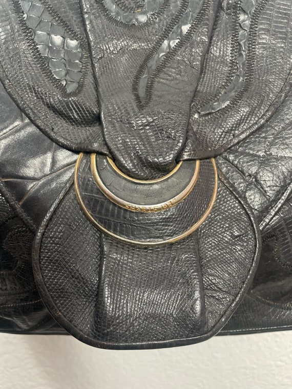 Vintage Sharif Black Patchwork Leather crossbody … - image 4
