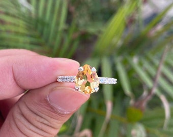 Pear Citrine Sterling Silver Engagement Ring – November Birthstone