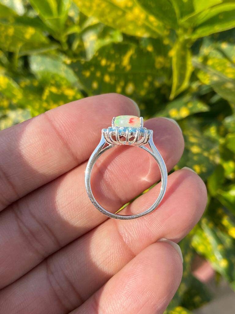Opal and topaz engagement ring deals