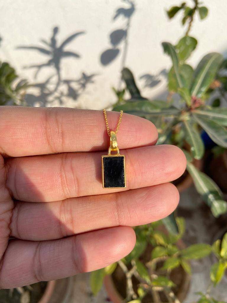 Black Onyx Necklace 14k Gold Onyx Necklace Black Stone Necklace