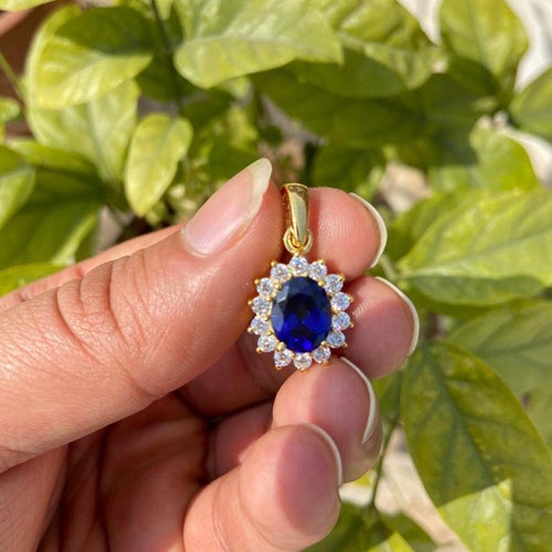 Blue Sapphire Necklace 14k Gold 