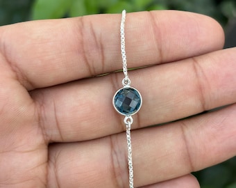 London Blue Topaz Bracelet - Sterling Silver Gemstone Chain