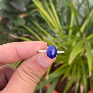 Lapis Lazuli Ring- Lapis Engagement Ring- Silver Lapis Ring- Blue Gemstone Ring- Natural Lapis