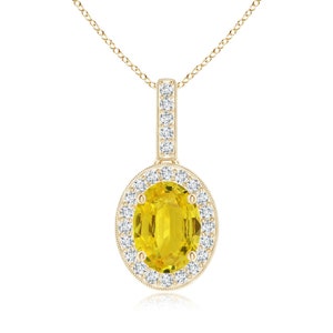 Yellow Sapphire Necklace- 14k gold Sapphire Necklace- Oval Sapphire Necklace- Anniversary Gift For Her
