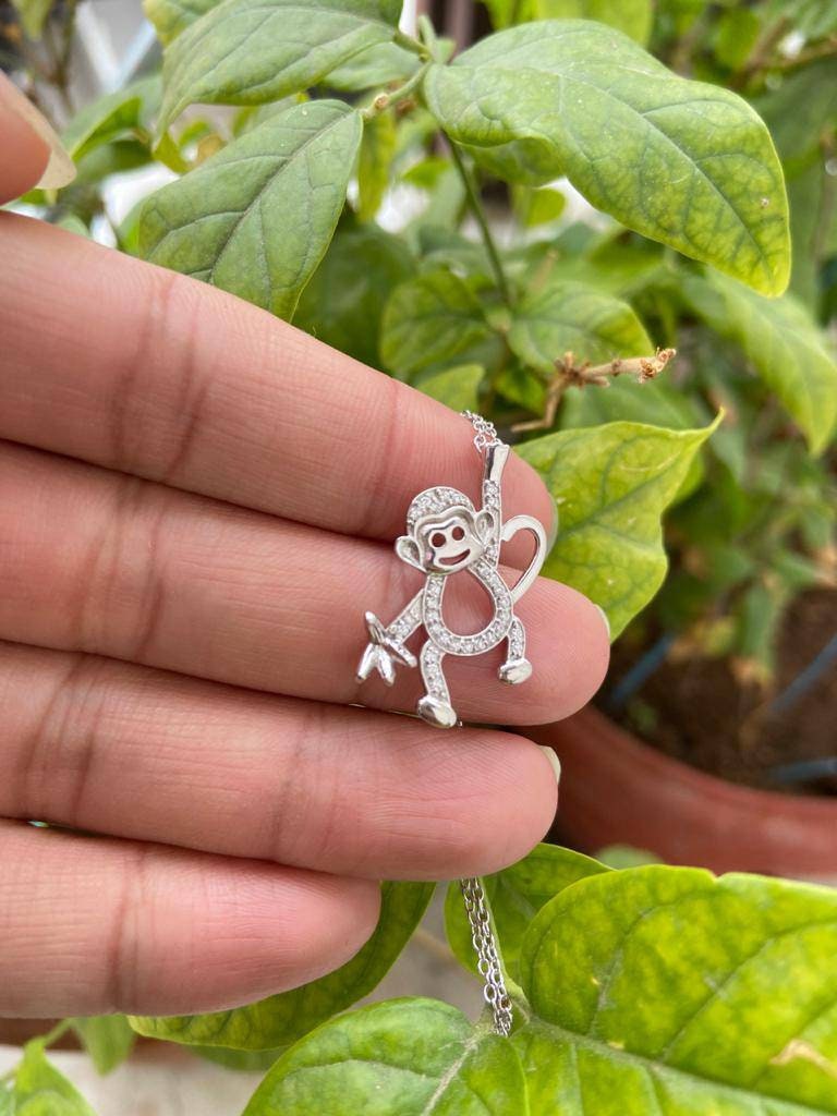 Monkey Necklace 14k Gold Monkey Necklace Animals Lover Etsy