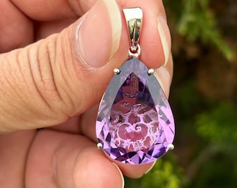 Antique Style Amethyst Filigree Pendant – Sterling Silver Necklace