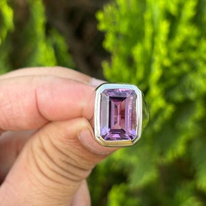 Amethyst Ring- Cocktail Ring- Engagement Ring- Gemstone Ring- Birthstone Ring-Emerald Cut Amethyst Ring