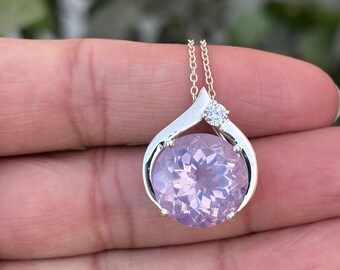 Lavender Quartz Sterling Silver Necklace – Handmade Gemstone Pendant