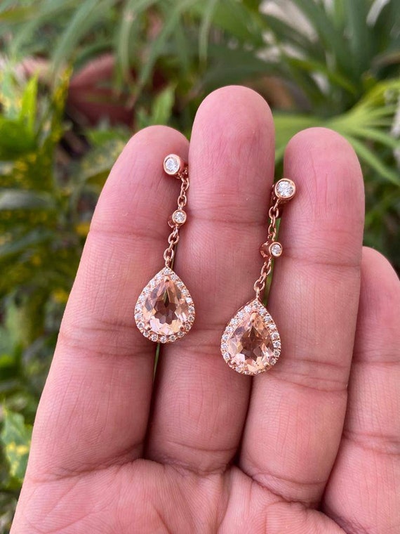Morganite Three Drop Earrings Morganite Three Drop Earrings