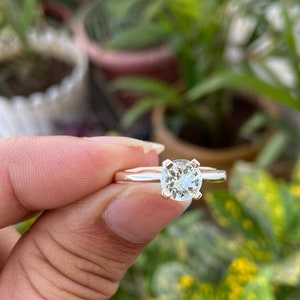 Natural Aquamarine Ring- Engagement Ring- March Birthstone Ring- Silver Aquamarine Ring