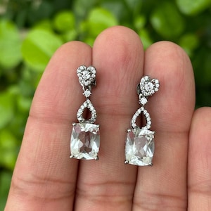 Clear Quartz Earrings- Crystal Earrings- Wedding Jewelry- Drop Earrings- Bridesmaid Earrings- Crystal Jewelry- Quartz Earrings- Gift For Her