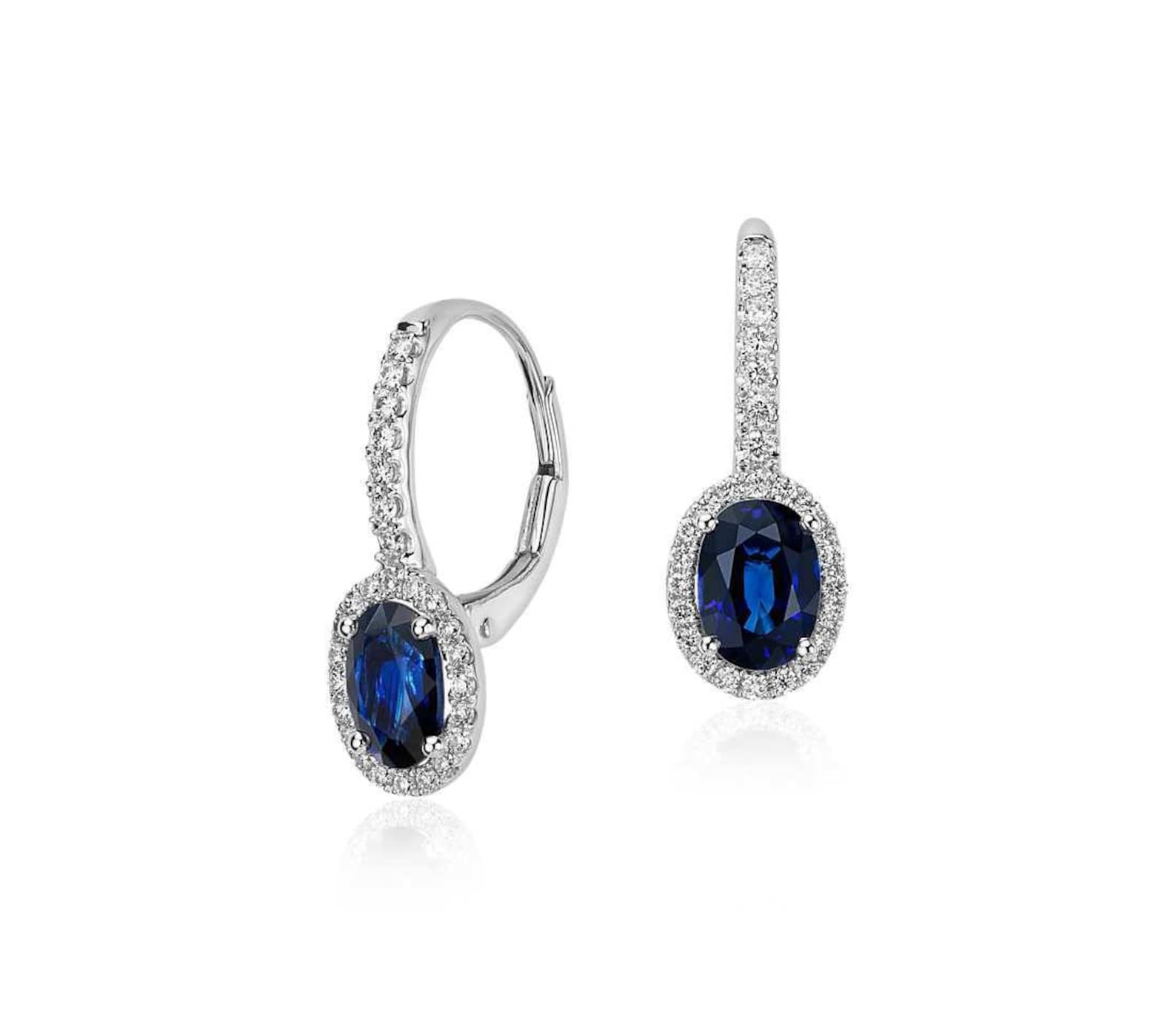 Blue Sapphire Earrings Silver Sapphire Earrings Blue Etsy