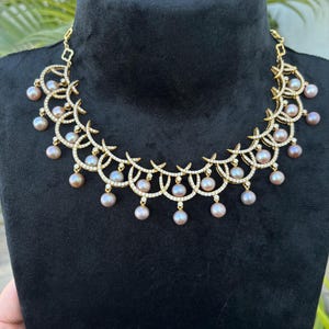 Freshwater Pearl Necklace & Earrings Set | Bridal Jewelry | 925 Silver or 14k Gold | Luxury Statement Set | Gift for Her