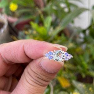 Aquamarine Engagement Ring- March Birthstone Ring- Tanzanite Ring- Natural Aquamarine