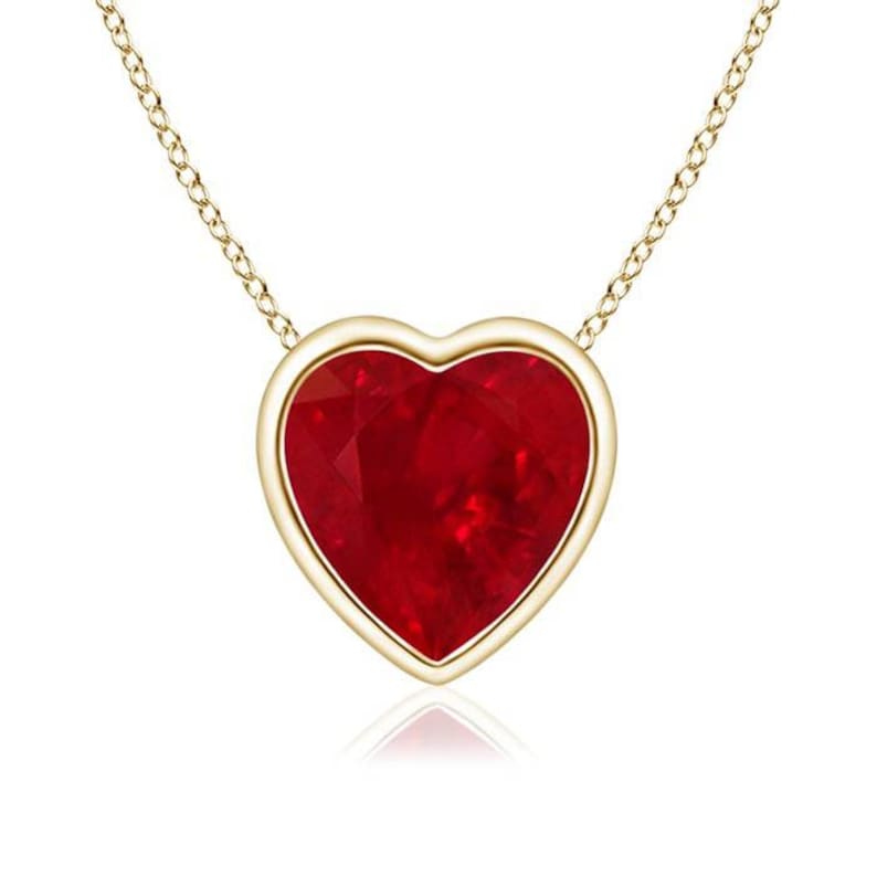 Ruby Heart Necklace Rose Gold Ruby Necklace Ruby Necklace Etsy