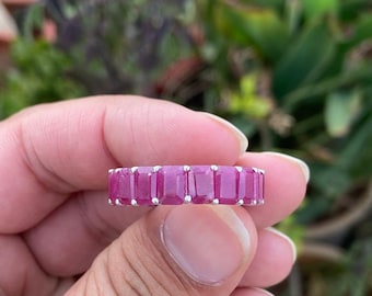 Natural Ruby Eternity Band Ring – Sterling Silver Wedding Ring