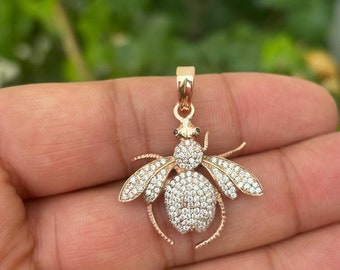 CZ Honey Bee Pendant Necklace – Sterling Silver, Gold Options