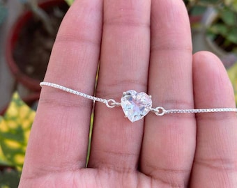 X and Heart Bracelet 925 Sterling Silver High Polish Heart