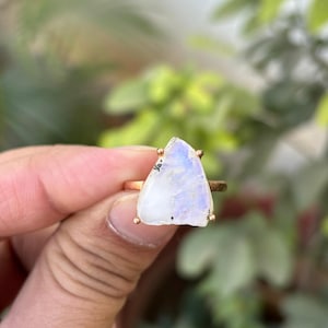 Raw Moonstone Ring- Raw Crystal Ring- Raw Gemstone Ring- Raw Jewelry- Birthstone Ring- Rings For Women- Gift For Her