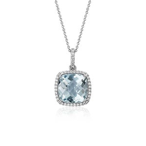 Aquamarine Necklace- Silver Aquamarine Necklace- March Birthstone- Aquamarine Pendant