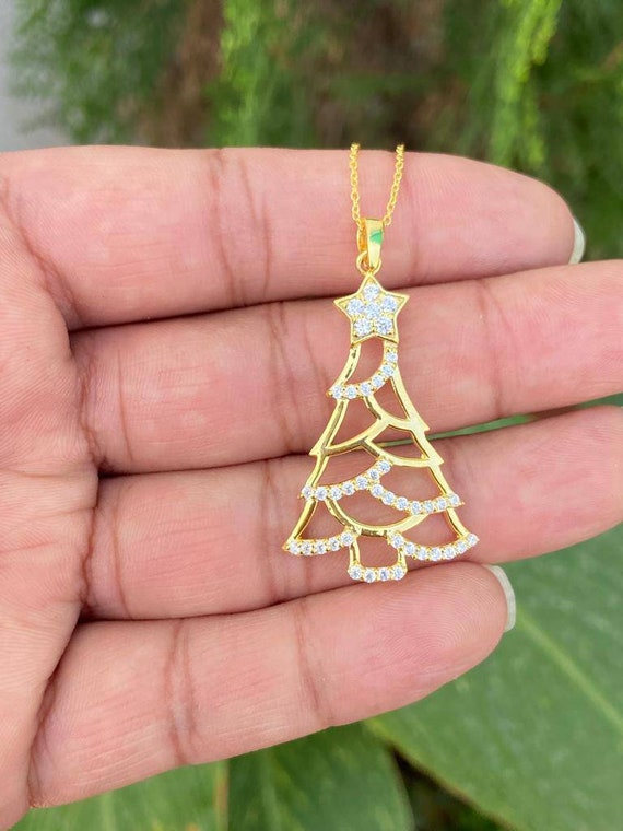 Amazon.com: JIANGYUE Christmas Tree Pendant Necklace for Women Rose Gold  Plated Color Crystal Santa Claus Snowman Christmas Jewelry Gifts :  Clothing, Shoes & Jewelry