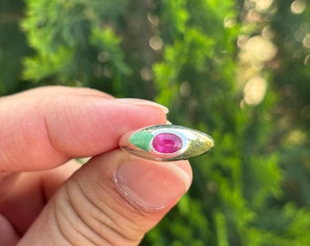 Natural Ruby Sterling Silver Ring – Handmade July Birthstone