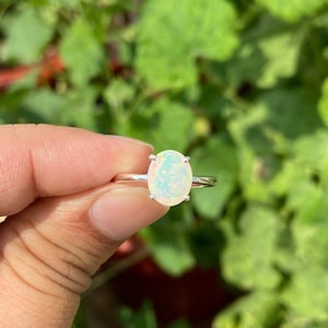 Opal Engagement Ring- Silver Opal Ring- Natural Opal Ring- October Birthstone Ring- Promise Ring