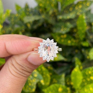 Natural Crystal Ring- Oval Crystal Ring- Clear Quartz Ring- Silver Quartz Ring- Crystal Jewelry