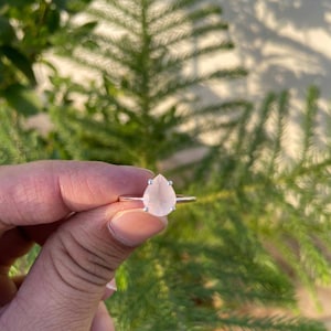 Natural Rose Quartz Ring- Pear Rose Quartz Ring- Sterling Silver Rose Quartz Ring- Gift For Her