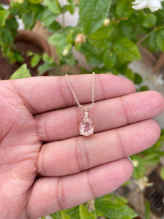 Pear Morganite Necklace Peach Morganite 