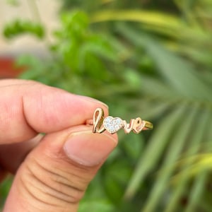Love Ring- Dainty Love Ring- Script Love Ring- Silver Love Ring- Valentine's Day Gift- Mother's Day Gift