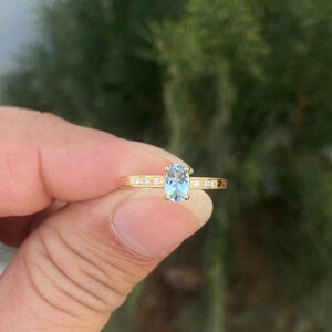 Oval Aquamarine Ring- Aquamarine Engagement Ring- Gold Aquamarine Ring- March Birthstone Ring- Aquamarine Diamond Ring- Personalized Gifts