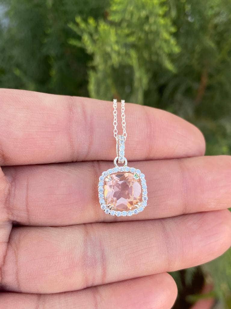 1.2 ct. t.g.w. Morganite and Diamond Solitaire Necklace and Earrings 2-Pc.  Set in 10k Rose Gold | BJ's Wholesale Club