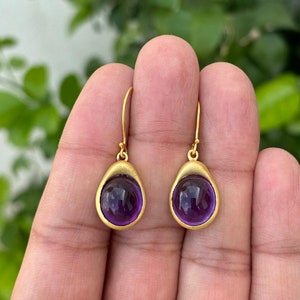 Amethyst Earrings Gold- Drop Earrings- Earrings For Women- Wedding Earrings- Amethyst Jewelry- Natural Stone Earrings- Gemstone Earrings