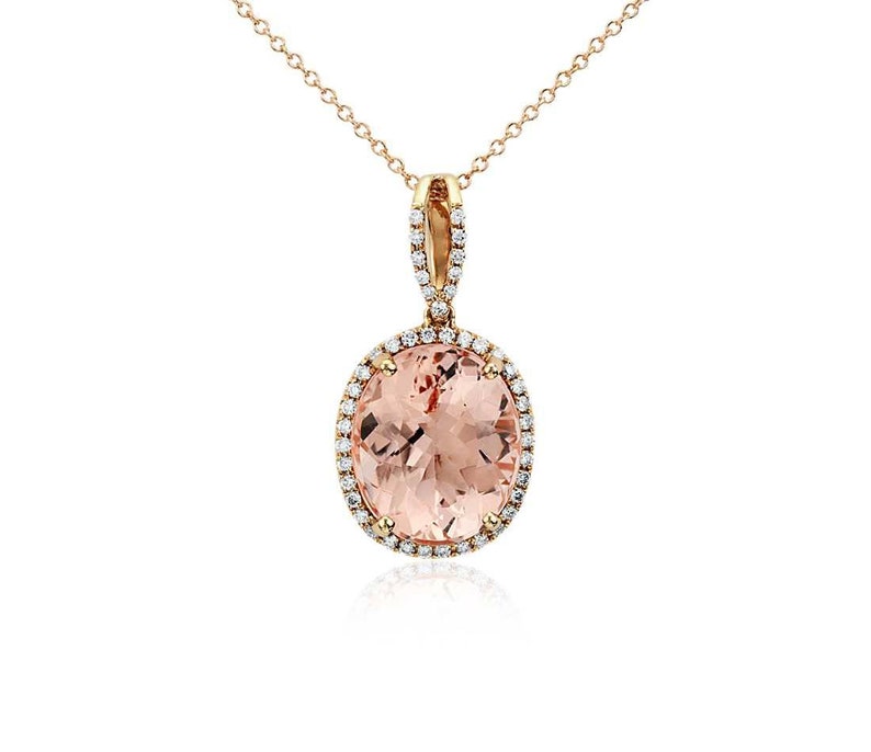 Morganite Necklace Anniversary Gift For Her Rose Gold Morganite Necklace Oval Morganite Necklace