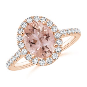 Morganite Engagement Ring- Oval Morganite Ring- 14k Rose Gold Ring- Anniversary Birthday Gift For Her- Promise Ring