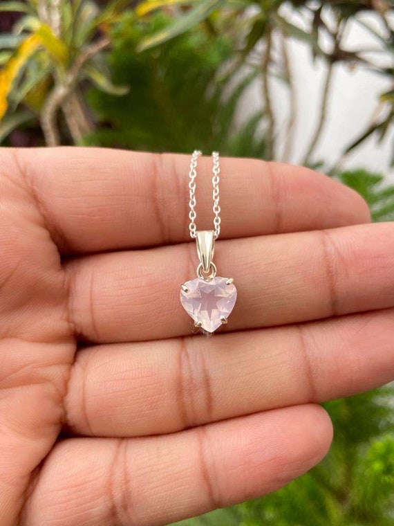 Buy Heart Chakra, Raw Rose Quartz Necklace, Love Necklace, Stone Gift, Pink  Crystal, Natural Stone Pendant, Sterling Silver Chain Online in India - Etsy