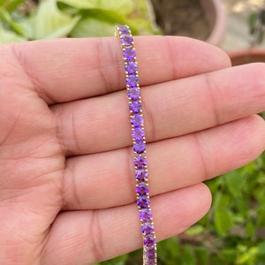 Amethyst Bracelet- Tennis Bracelet- Amethyst Jewelry- 14k Gold Amethyst Bracelet- Gift For Her- Dainty Bracelet- February Birthstone