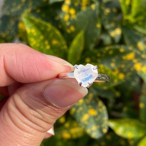 Heart Shape Ring- Moonstone Ring- Silver Moonstone Ring- Rainbow Moonstone Ring- Moonstone Jewelry