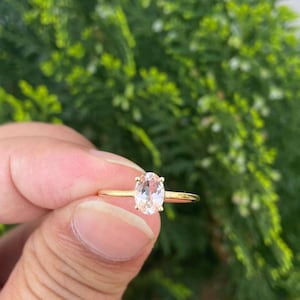 Natural Morganite Ring- 14k Gold Morganite Ring- Oval Morganite Ring- Engagement Ring- Dainty Ring