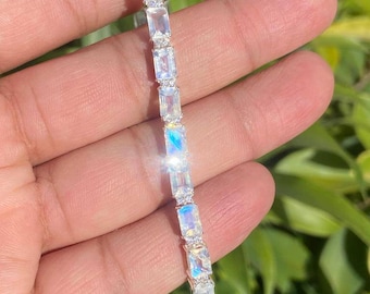 Natural Moonstone Tennis Bracelet - Sterling Silver Bridal Jewelry