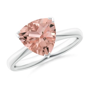 Trillon Cut Morganite Ring- Silver Morganite Ring- Gift For Her- Wedding Jewelry