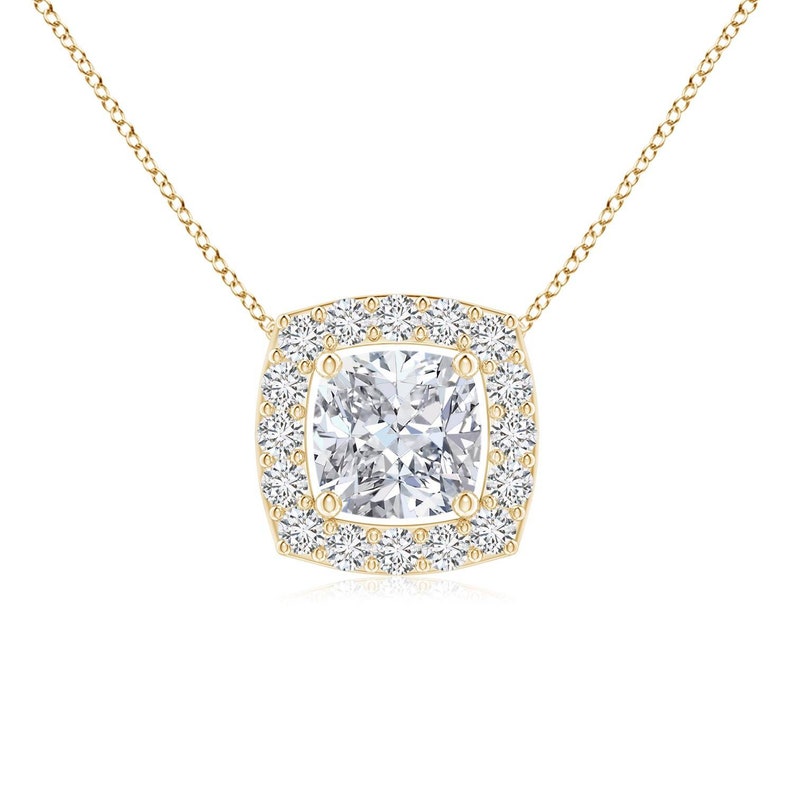 Gold Diamond Necklace 14k Gold Diamond Necklace Cushion Diamond Necklace Wedding Gift Diamond Pendant